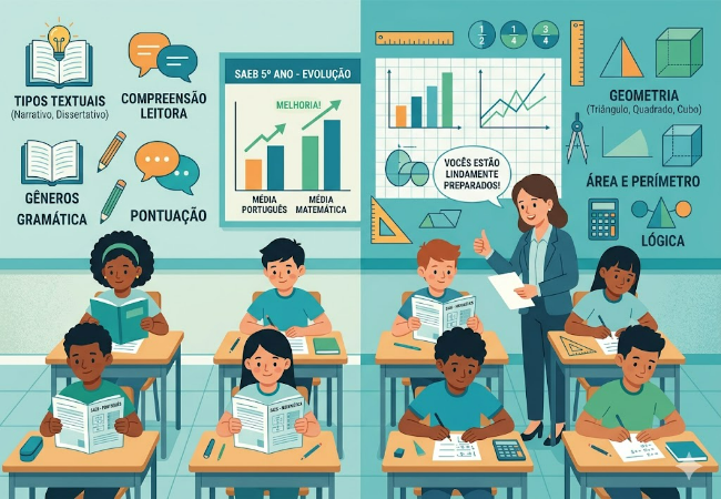 Simulado SAEB 5º Ano: Português e Matemática com gabarito